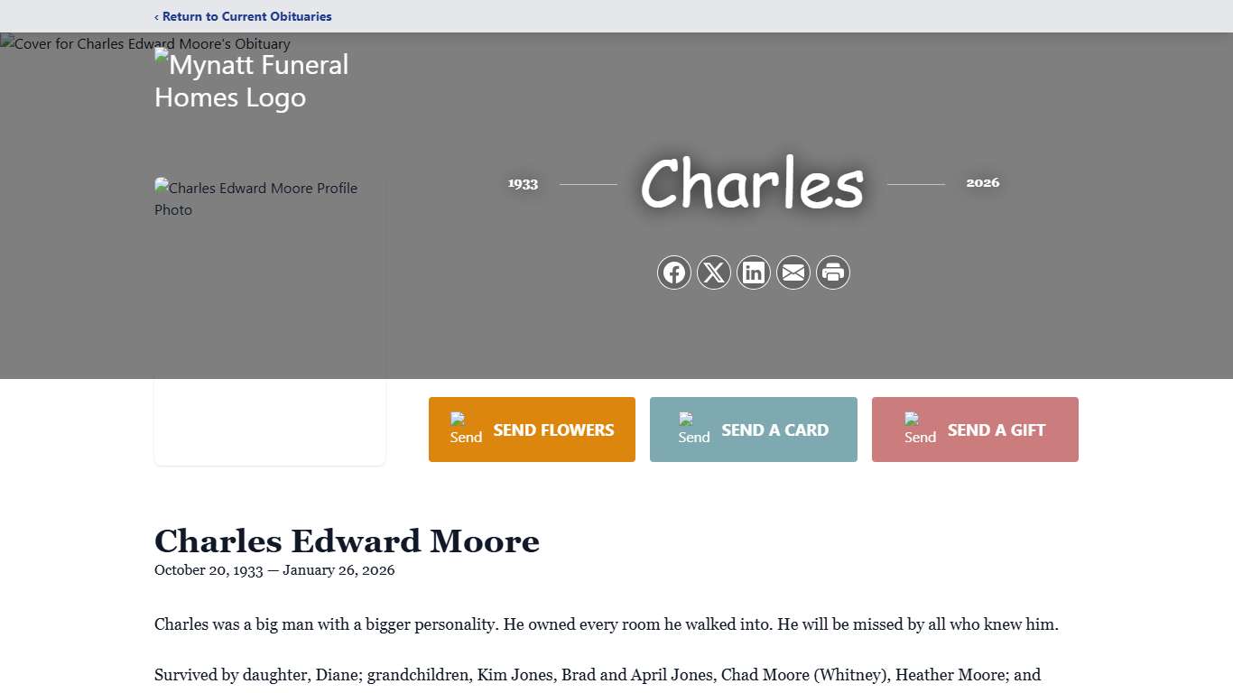 Charles Edward Moore Obituary January 26, 2026 - Mynatt Funeral Homes