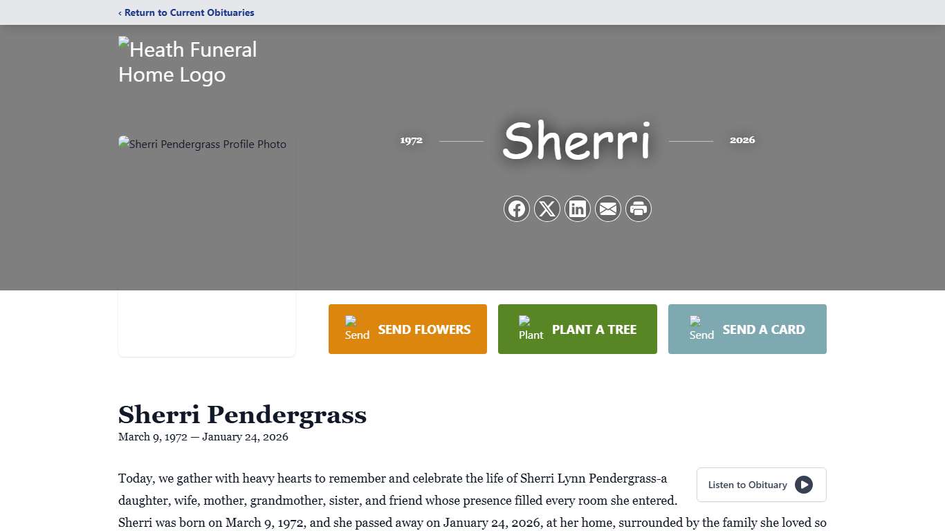 Sherri Pendergrass Obituary January 24, 2026 - Heath Funeral Home