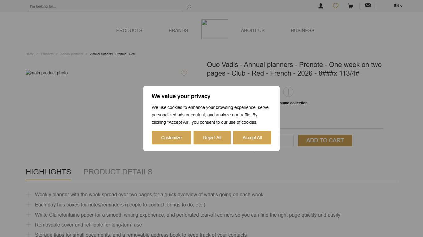 Annual planners Prenote Club 2026 - Quo Vadis